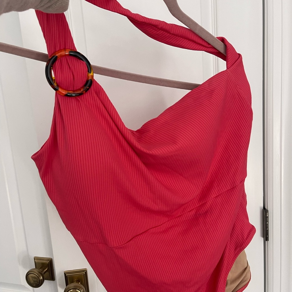 Summersalt One Shoulder Swimsuit Coral Pink Ribbed Size 20W One Piece Ribbed - Picture 7 of 7